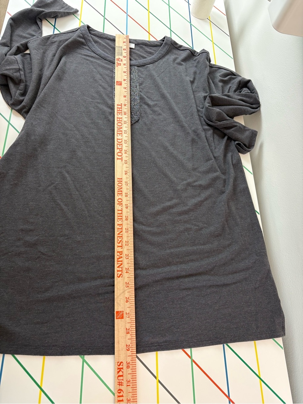 J. Jill Charcoal Gray Long Sleeve w/ Shimmery Keyhole Medium EUC Lagenlook Boho - Picture 8 of 8